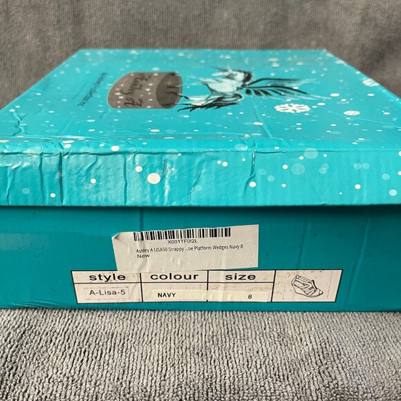 Ashley A Women’s Size 8 Strappy Open Toe Platform Wedges Navy - Picture 5 of 6